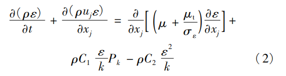 Turbulent kinetic energy dissipation rate equation